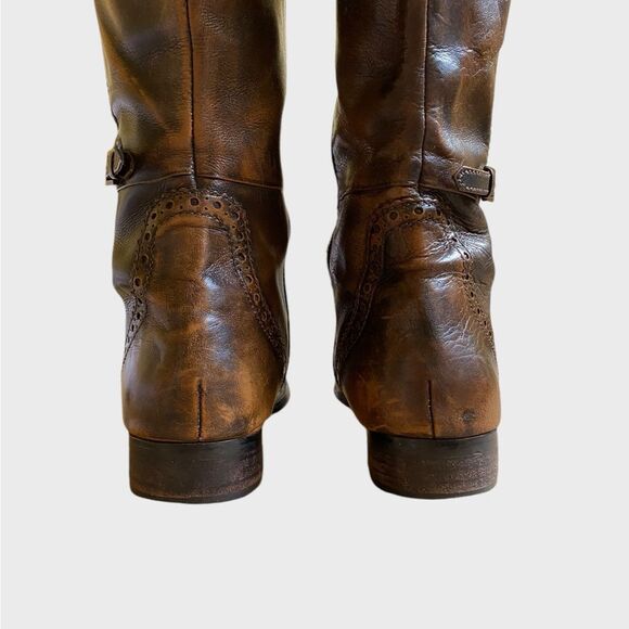 Valerie Stevens Randolph Brown Fume Leather Tall Boots Sz 6.5 Equestrian Riding - Picture 11 of 14
